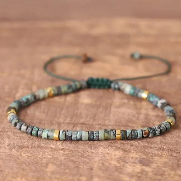 Handmade African Turquoise 4mm Beads Healing Protection Balance Bracelet Gifts - Picture 1 of 1